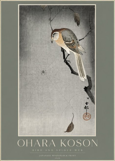 Ohara Koson Bird and Spider Web II No2 - Póster