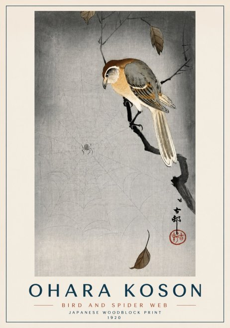 Ohara Koson Bird and Spider Web II No3 - Póster