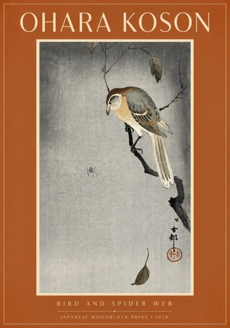 Ohara Koson Bird and Spider Web II No6 - Póster