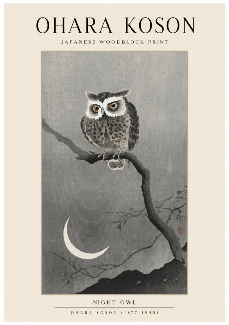 Ohara Koson Night Owl No1 - Póster