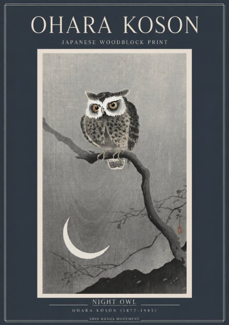 Ohara Koson Night Owl No2 - Póster
