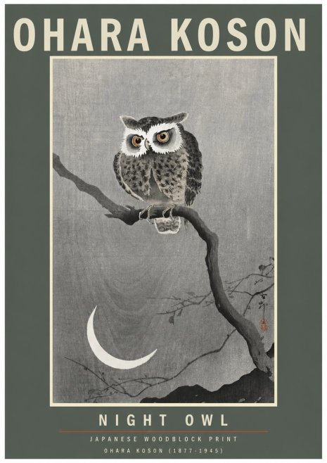 Ohara Koson Night Owl No3 - Póster