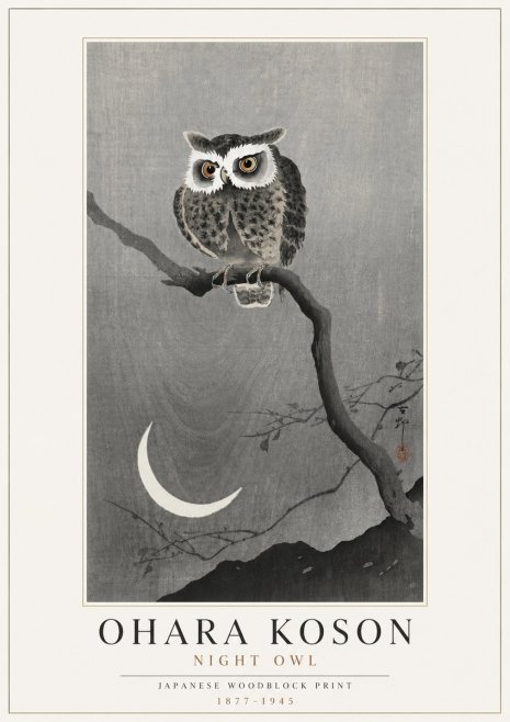 Ohara Koson Night Owl No4 - Póster