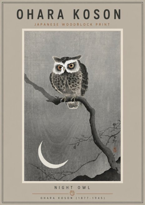 Ohara Koson Night Owl No5 - Póster