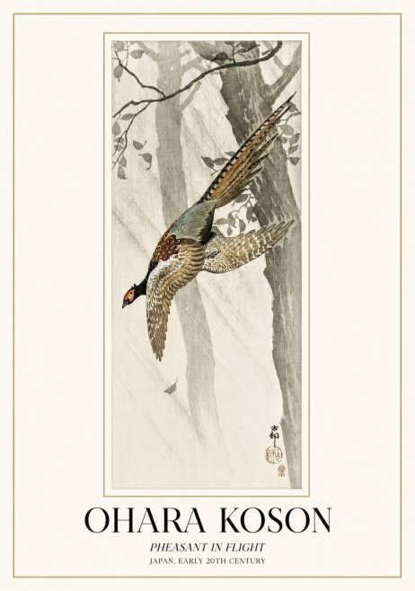 Ohara Koson Pheasant in Flight No1 - Póster