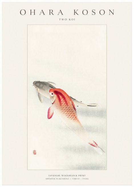 Ohara Koson Two Koi II No1 - Póster