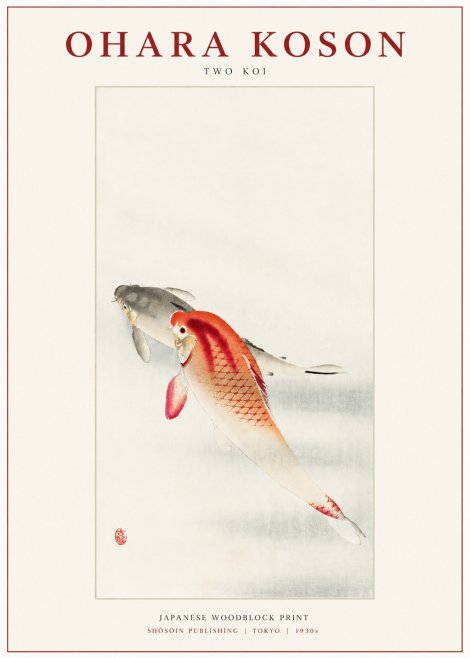 Ohara Koson Two Koi II No3 - Póster