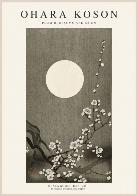 Ohara Koson Plum Blossoms and Moon No1 - Póster