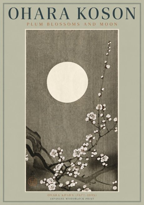 Ohara Koson Plum Blossoms and Moon No3 - Póster