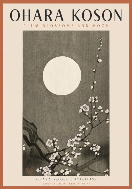 Ohara Koson Plum Blossoms and Moon No5 - Póster