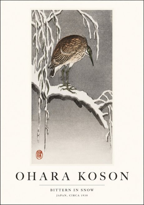 Ohara Koson Bittern in Snow No1 - Póster