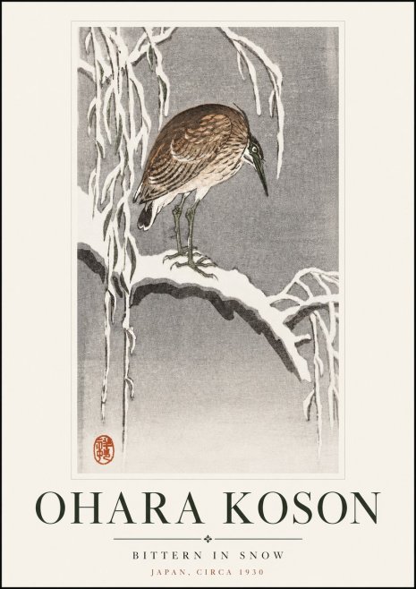 Ohara Koson Bittern in Snow No3 - Póster