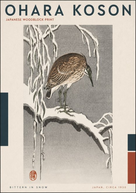 Ohara Koson Bittern in Snow No4 - Póster