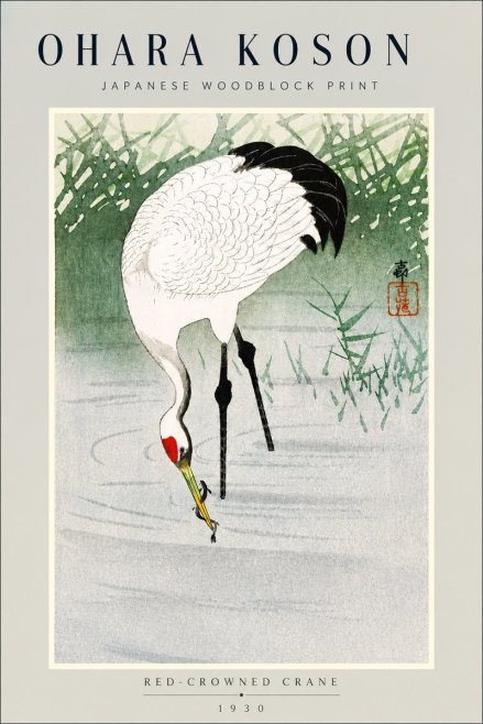 Ohara Koson Red-crowned Crane No3 - Póster