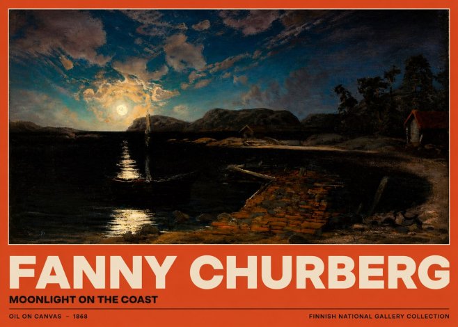 Fanny Churberg Moonlight on the Coast No2 - Póster