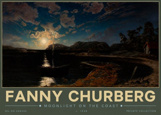 Fanny Churberg Moonlight on the Coast No5 - Póster