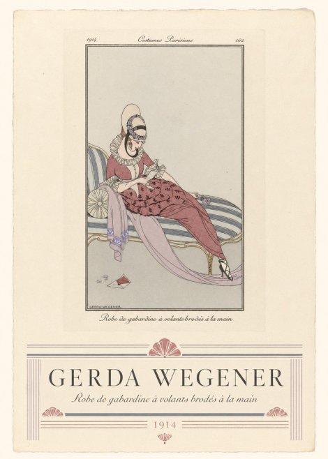 Gerda Wegener Robe De Gabardine À Volants Brodés À La Main I No3 - Póster
