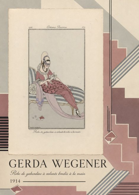Gerda Wegener Robe De Gabardine À Volants Brodés À La Main I No4 - Póster