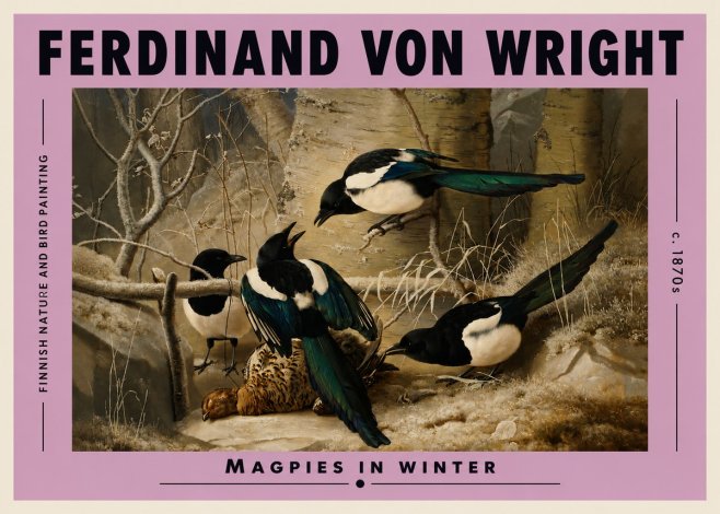 Ferdinand von Wright Magpies in Winter No3 - Póster