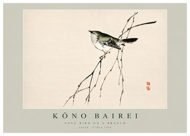 Kōno Bairei Song Bird on a Branch No3 - Póster