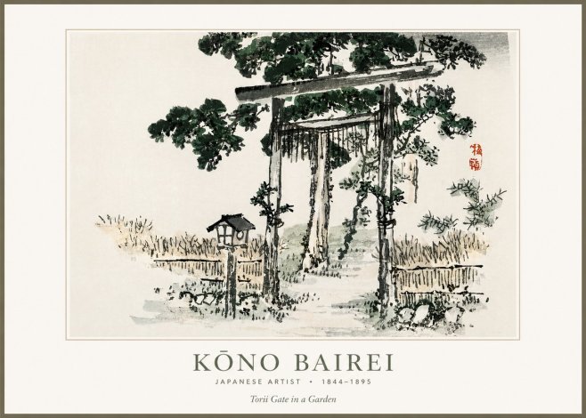 Kōno Bairei Torii Gate in a Garden No1 - Póster