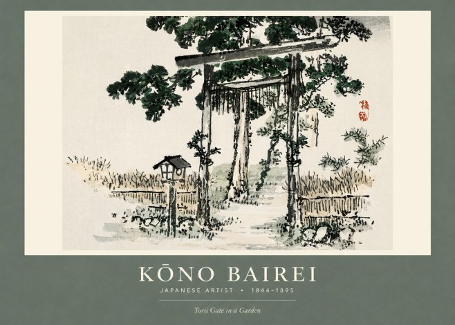 Kōno Bairei Torii Gate in a Garden No2 - Póster