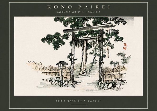 Kōno Bairei Torii Gate in a Garden No5 - Póster