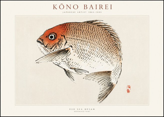 Kōno Bairei Red Sea Bream No1 - Póster