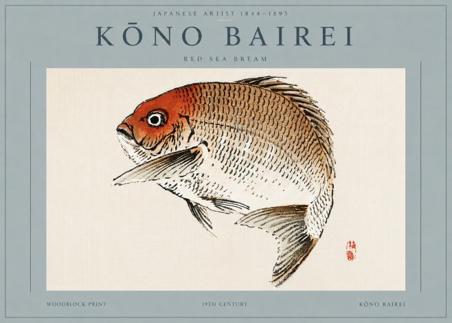 Kōno Bairei Red Sea Bream No5 - Póster