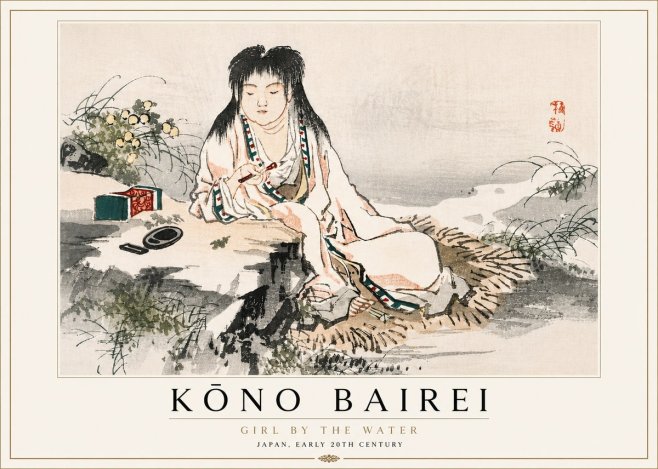 Kōno Bairei Girl by the Water No5 - Póster