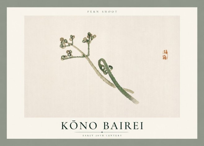 Kōno Bairei Fern Shoot No6 - Póster