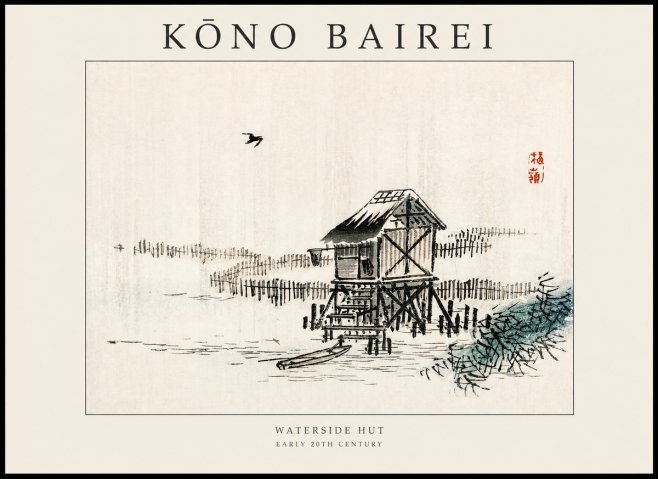 Kōno Bairei Waterside Hut No1 - Póster