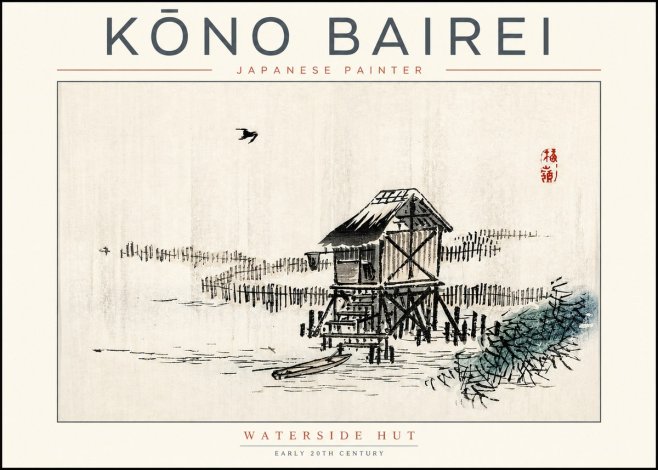 Kōno Bairei Waterside Hut No2 - Póster