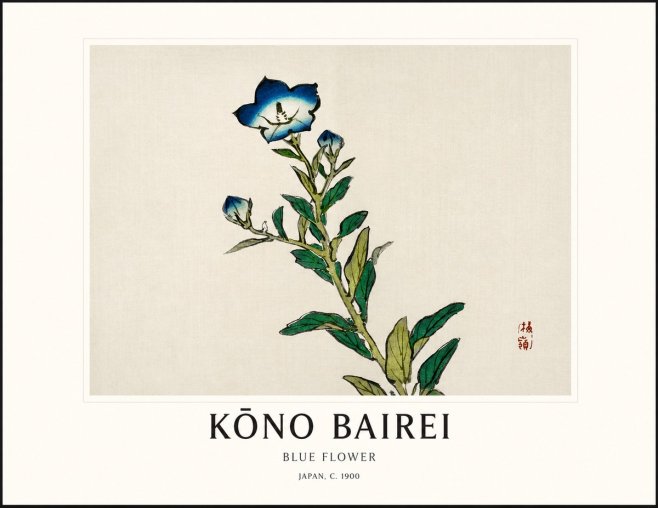 Kōno Bairei Blue Flower No1 - Póster