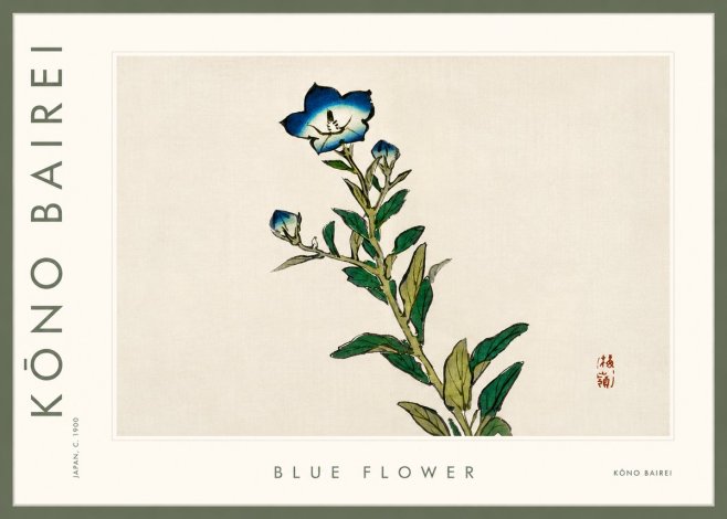 Kōno Bairei Blue Flower No3 - Póster