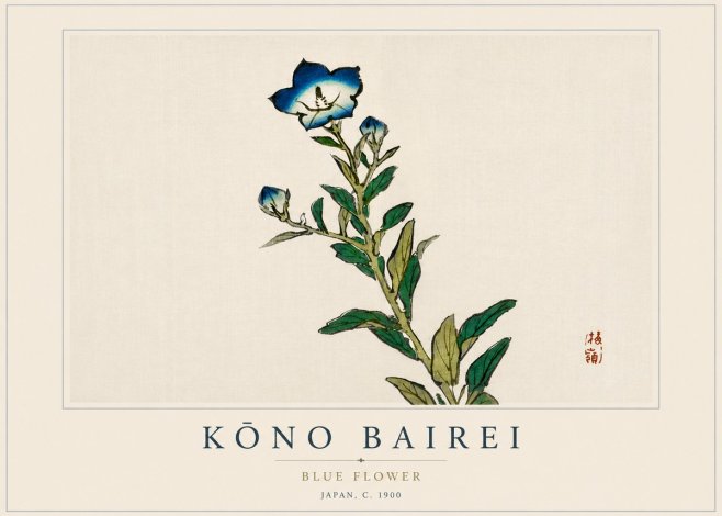 Kōno Bairei Blue Flower No4 - Póster