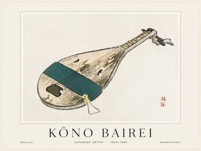 Kōno Bairei Biwa (Lute) No1 - Póster