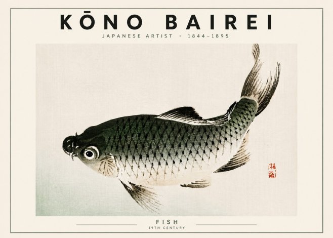 Kōno Bairei Fish I No5 - Póster
