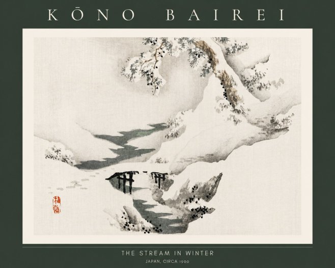 Kōno Bairei The Stream in Winter No2 - Póster