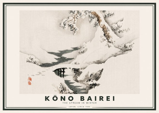 Kōno Bairei The Stream in Winter No4 - Póster