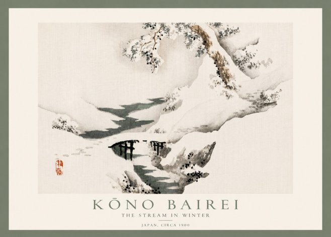 Kōno Bairei The Stream in Winter No5 - Póster