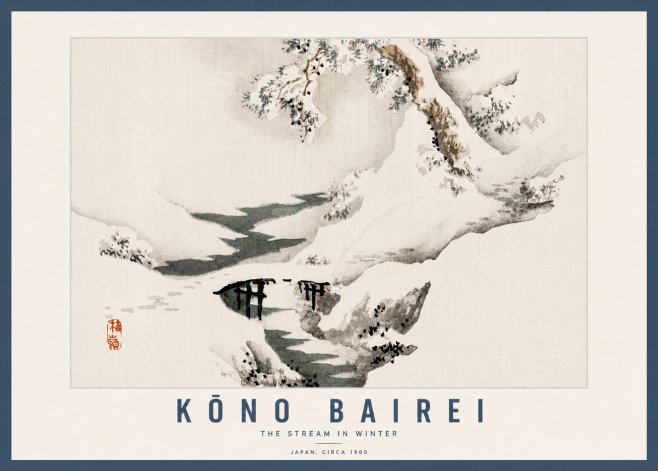 Kōno Bairei The Stream in Winter No6 - Póster