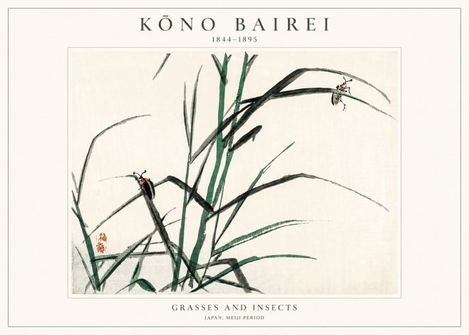 Kōno Bairei Grasses and Insects No1 - Póster