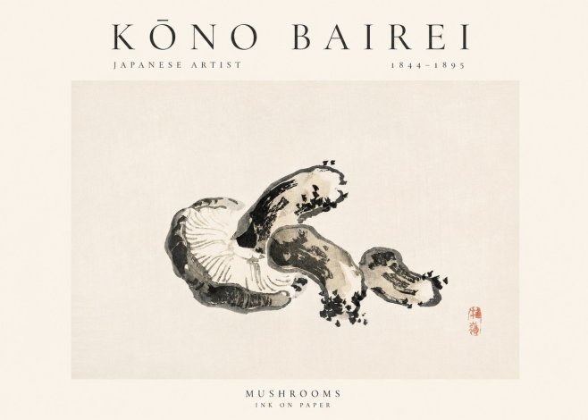 Kōno Bairei Mushrooms No1 - Póster