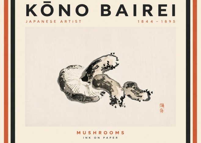 Kōno Bairei Mushrooms No4 - Póster