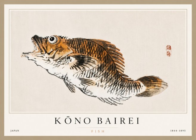 Kōno Bairei Fish II No3 - Póster