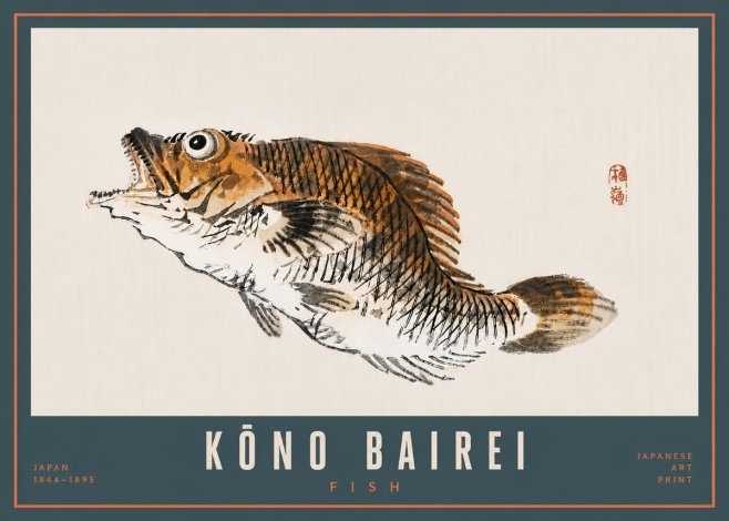 Kōno Bairei Fish II No5 - Póster