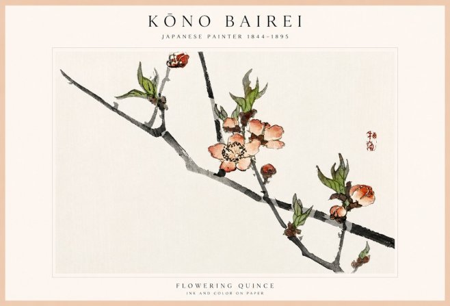 Kōno Bairei Flowering Quince No1 - Póster