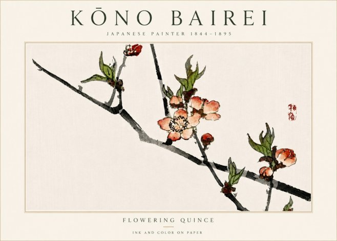 Kōno Bairei Flowering Quince No5 - Póster