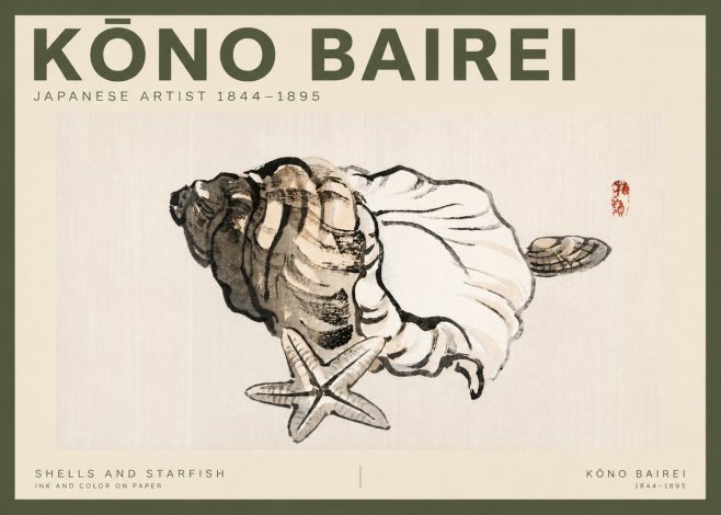 Kōno Bairei Shells and Starfish No2 - Póster